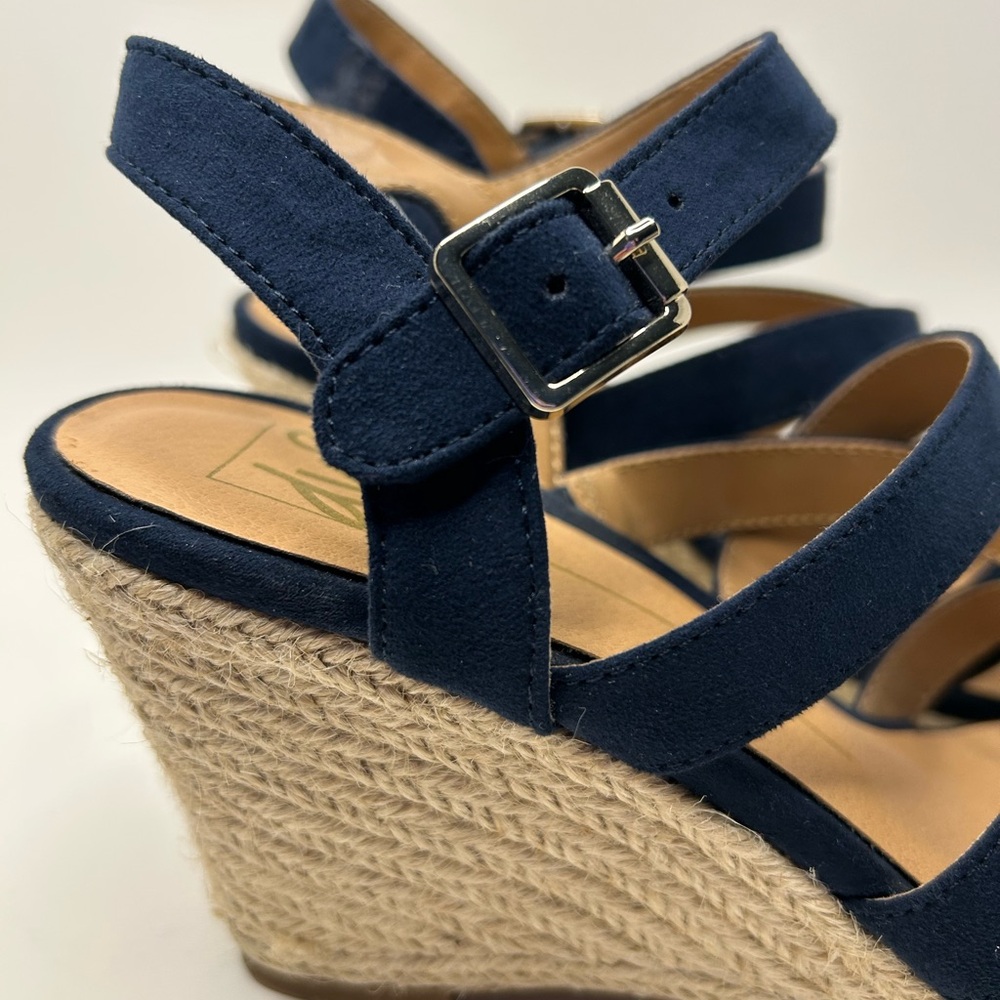 DV8 Dolce Vita Blue Suede Open Toe Strappy Espadrille Wedge Sandal Size 8.5 - Picture 12 of 12